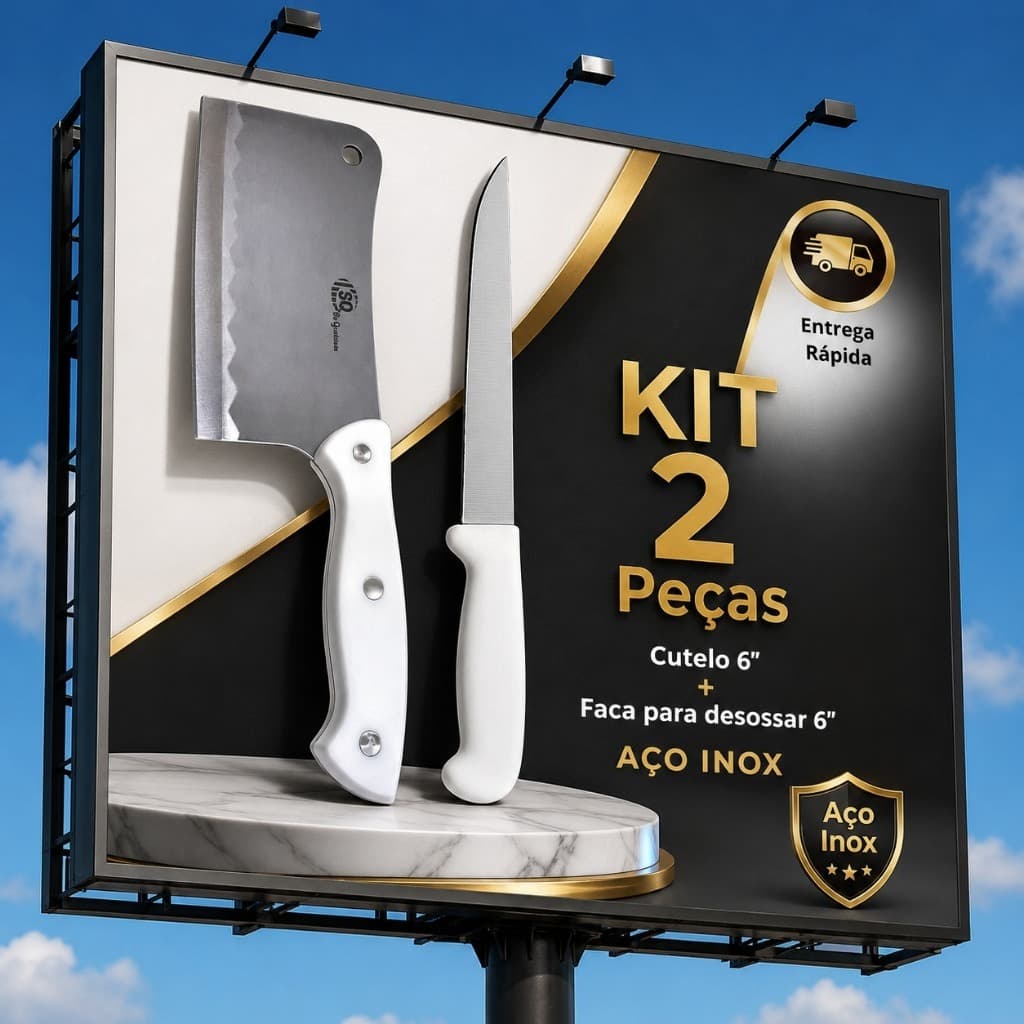 Faca para Dessosar Profissional 6'' e Faca Cutelo Profissional 6'' para Churrascos e Restaurantes
