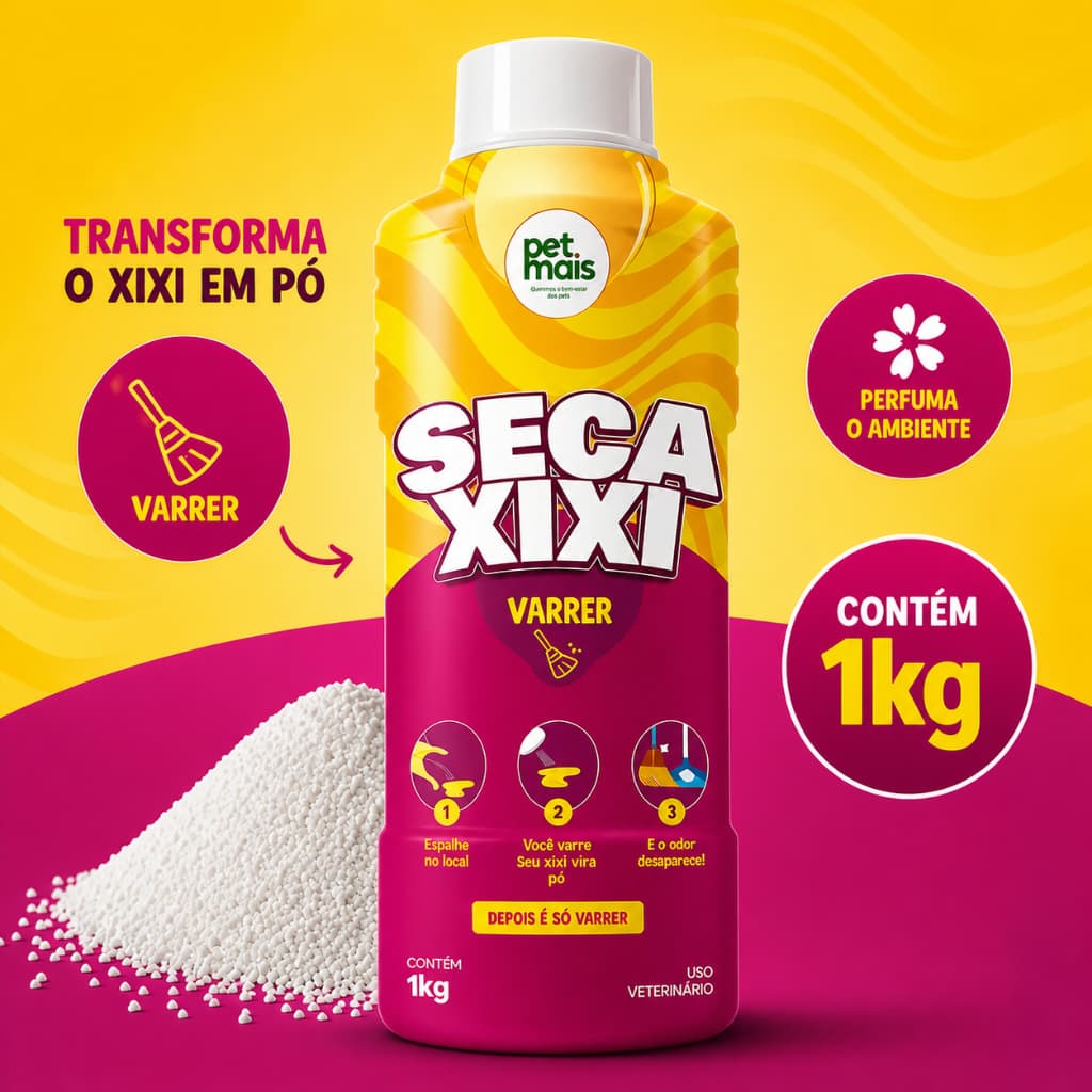 Seca Xixi Higienizador De Urina Pet Cães e Gatos Absorve e Transforma em Pó 1kg - Pet