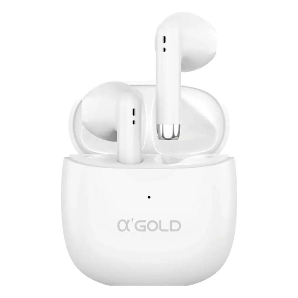 Fone de Ouvido Sem Fio Bluetooth 5.4 A'Gold FN-BA39 Branco e Preto Reprodução até 6h - Carga Rápida 2h - Distância 10mt