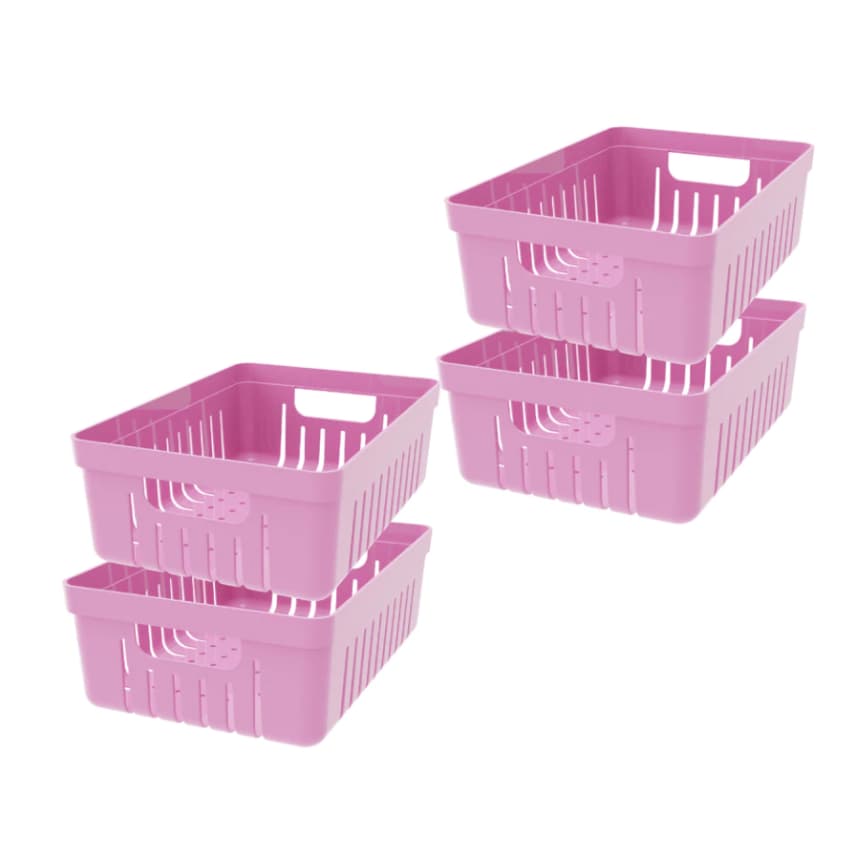 Kit Cestas Organizadoras Multiuso Plástico PP para Geladeira Cozinha Lavanderia Armário