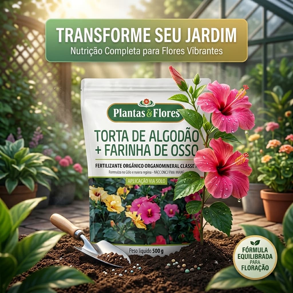 Fertilizante TORTA DE ALGODÃO + FARINHA DE OSSO 500g Granulado Plantas e Flores Adubo Orgânico Organomineral