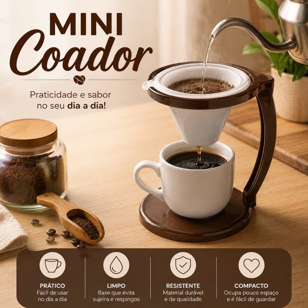 Mini Coador Café Plástico Com Filtro Resistente Compacto Elegante Tamanho 100