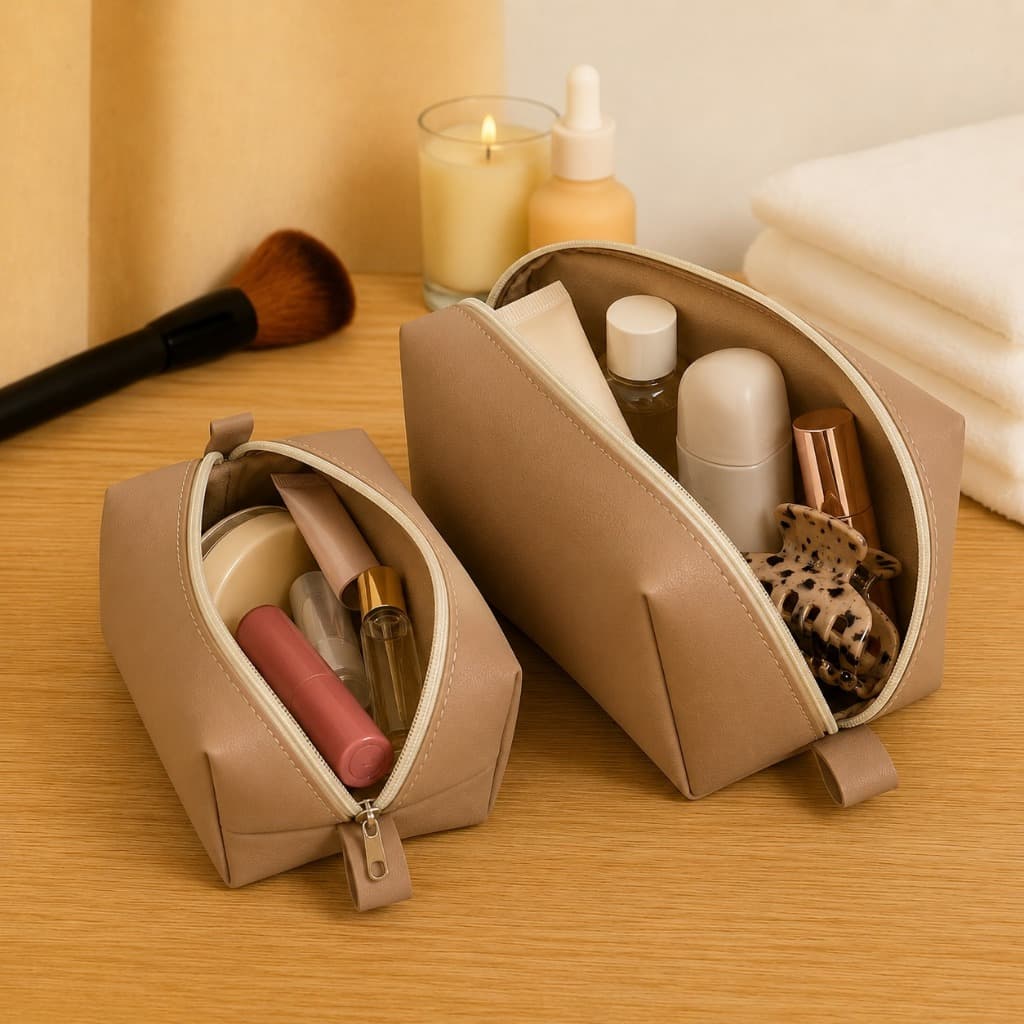 Kit Nécessaire Feminina Lisa Tweed com Zíper Bolsa Organizadora Maquiagem Cosméticos Viagem Passeio