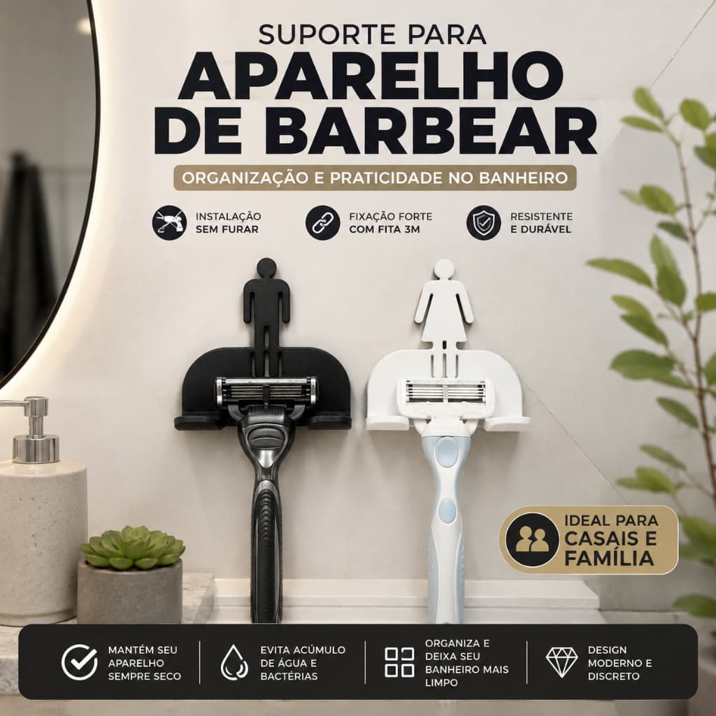 Suporte de Lâmina De Barbear Conjunto Masculino Feminino Parede Banheiro
