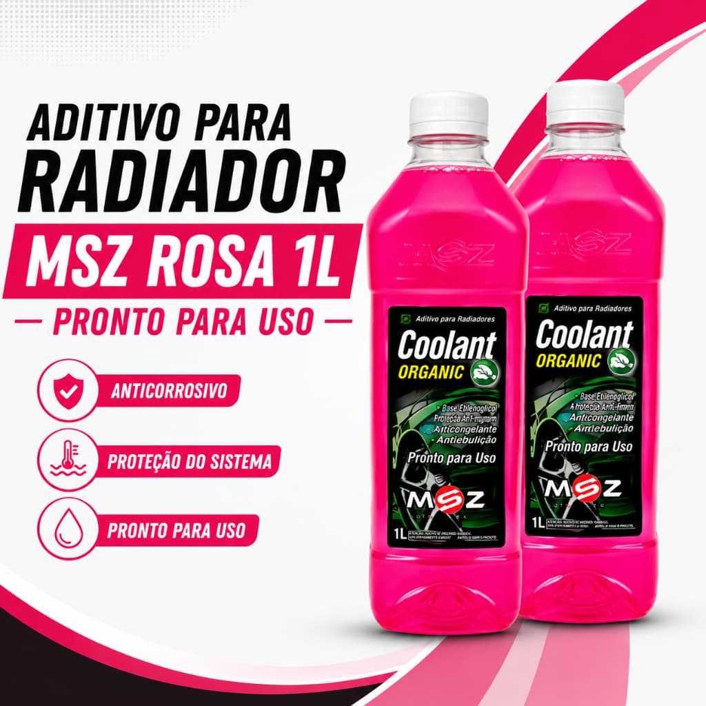 Kit Aditivos Para Radiador  Pronto Uso MSZ  Rosa  Anticorrosivo Arrefecimento