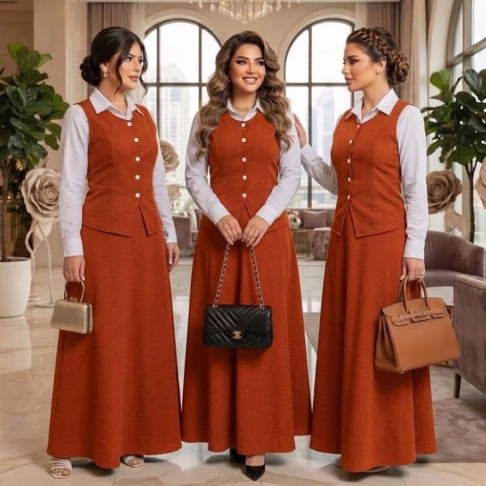 Conjunto Feminino Saia Longa Blazer E Blusa Manga Longa Estilosa Moda Evangélica Plus Size Congresso