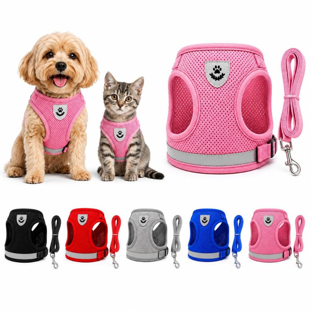 Coleira Peitoral Cachorro E Gato, Conjunto De Guia + Coleira Tipo Colete Para Pet Pequenos E Médios