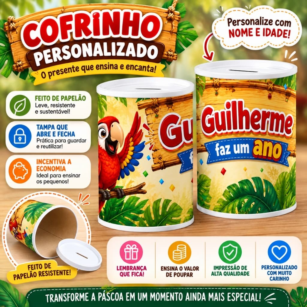 Cofrinhos Personalizados Ararinha | Kits 9/12/15/24/30