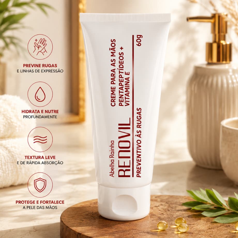 Creme Preventivo Às Rugas Para As Mãos Renovil Abelha Rainha 60g