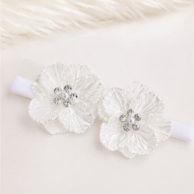 Tiara de batizado bebê faixa de meia de luxo para recém nascido tiara pérolas com flores para daminha de honra criança