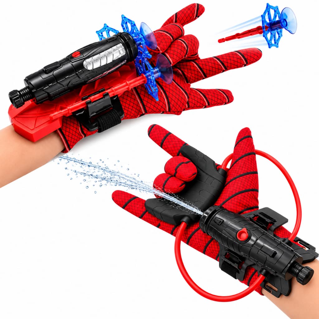 Kit 2 Luvas Lançadoras de Teia Homem Aranha Infantil com Dardos Brinquedo