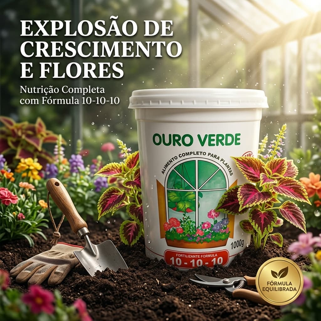 Fertilizante Ouro Verde NPK 10-10-10 1kg Granulado Alimento Completo para suas plantas Adubo