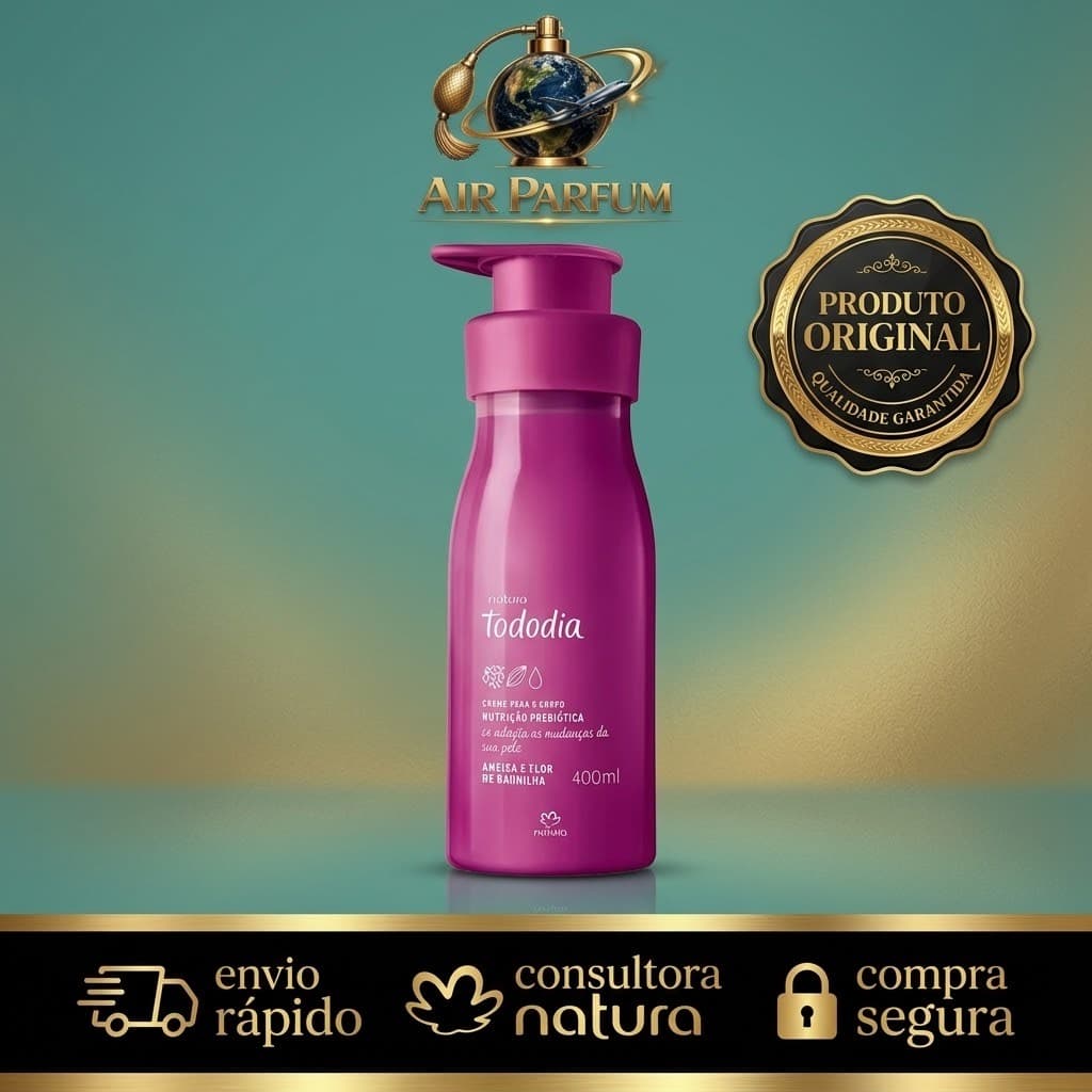 Creme Hidratante Tododia Ameixa Flor Baunilha 400ml Natura Corporal Pele Nutrição Prebiótica