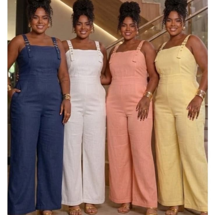 Macacão feminino feminina pantalona em Tecido Sensorial Marante M ao G1 40 ao 52