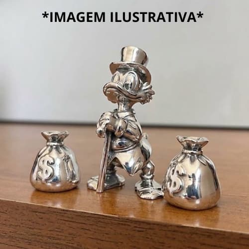 Tio Patinhas Prata Action Figure Colecionável e Presente Criativo Riqueza Prosperidade Decoração