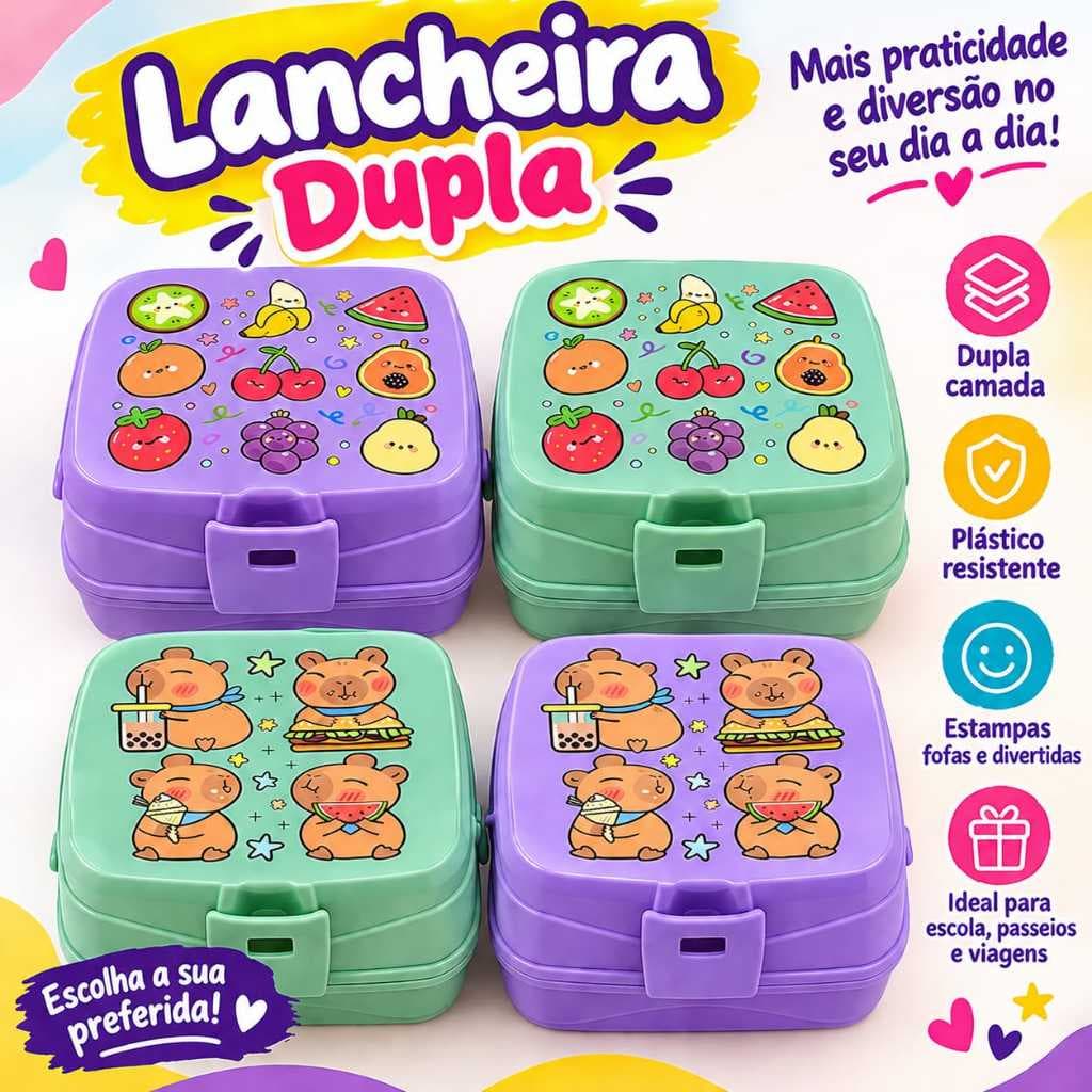 Lancheira Dupla com Divisórias - Super Fofa - Marca Keita