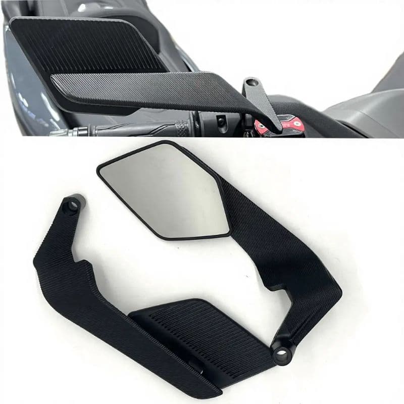 Espelho Retrovisor Moto New Airfoil Asa de Vento Universal Alumínio CNC Ajustável Giratório