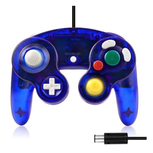Controle  GameCube Com Fio Translucido para Gamecube Nintendo Wii com fio 1º linha