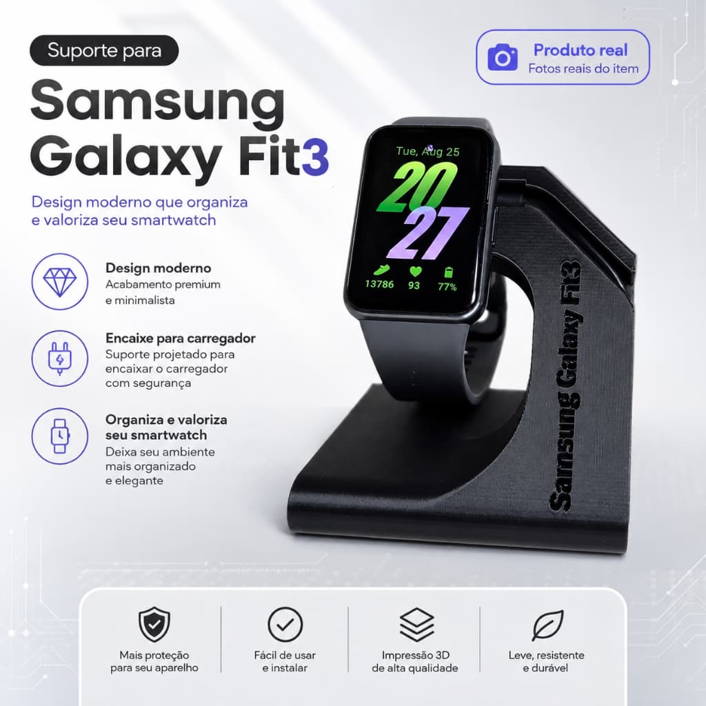 Suporte De Mesa Para Carregador Relógio Samsung Galaxy Fit 3