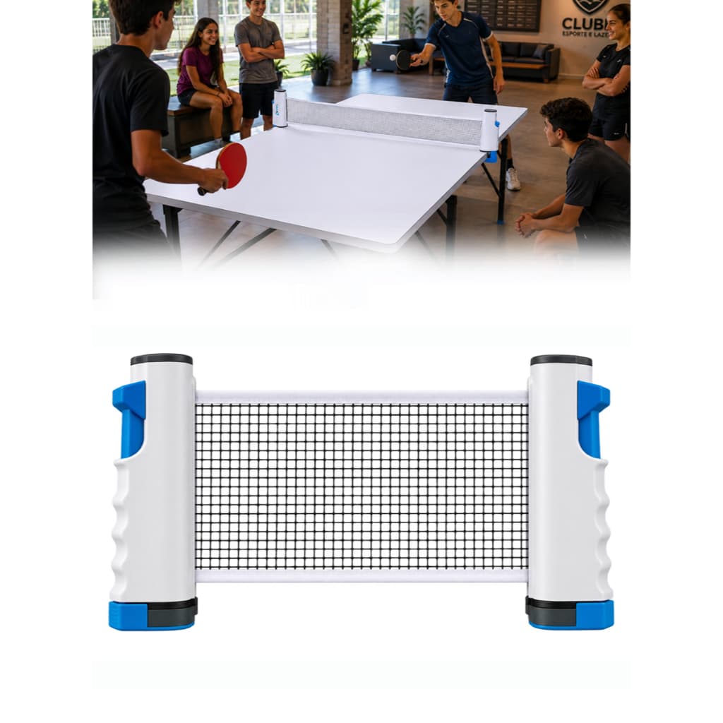 Rede Ping Pong Retrátil Ajustável Tênis de Mesa Fácil Instalação com suporte para mesas até 1,65 m