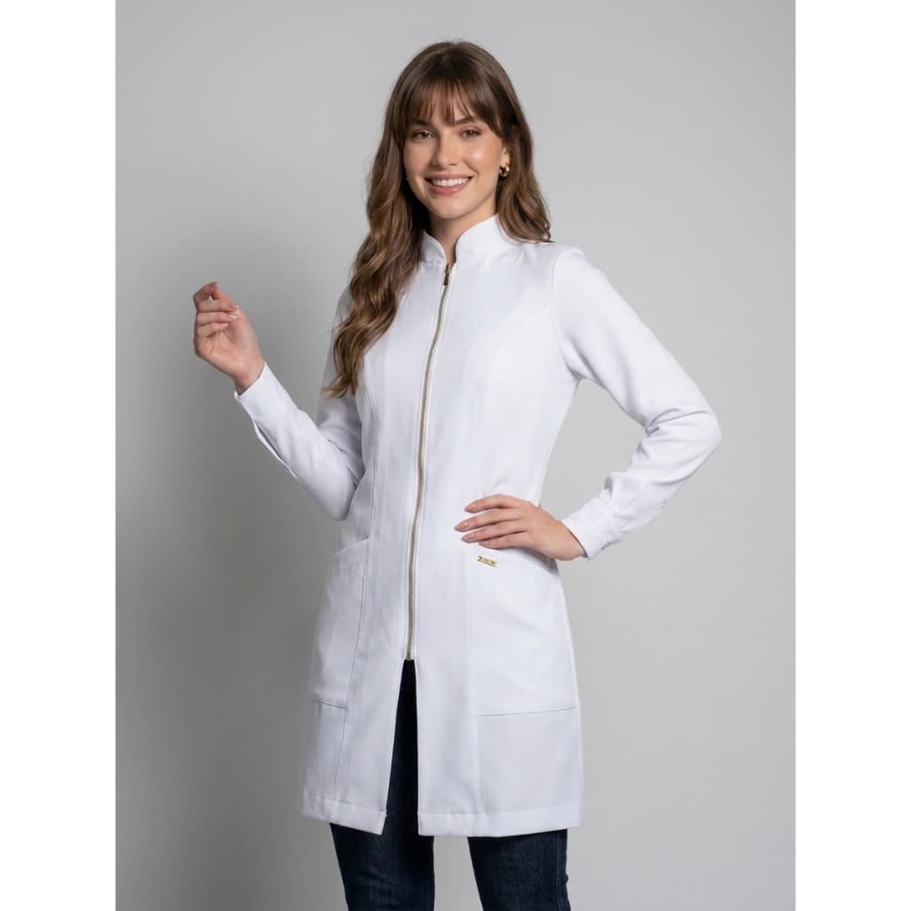 Jaleco Para Esteticista Elegante Tecido Premium Confortável Punhos de Botão Jaleco Art