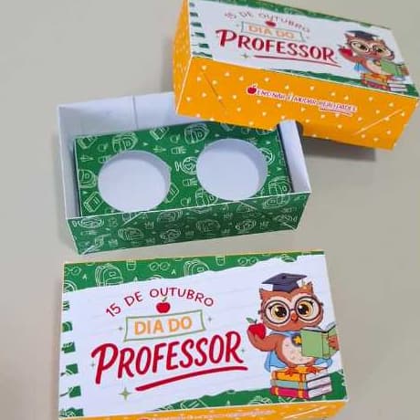 Caixinha Lembrancinha Dia dos Professores para 2 Doces | Brigadeiro | Bombom - Presente Especial