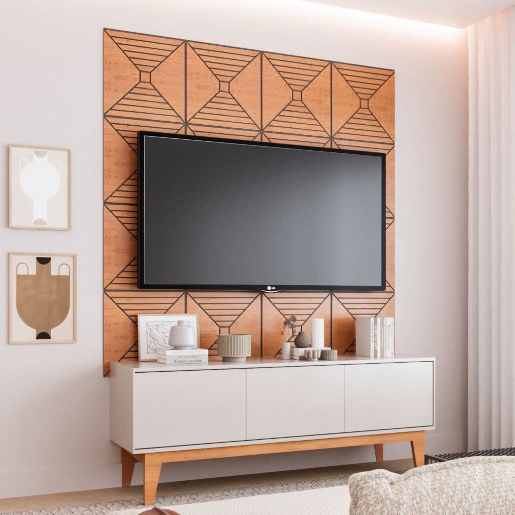 Painel 3D MDF para TV 45x45cm Kit 12 Placas WallplacBr Cinamomo