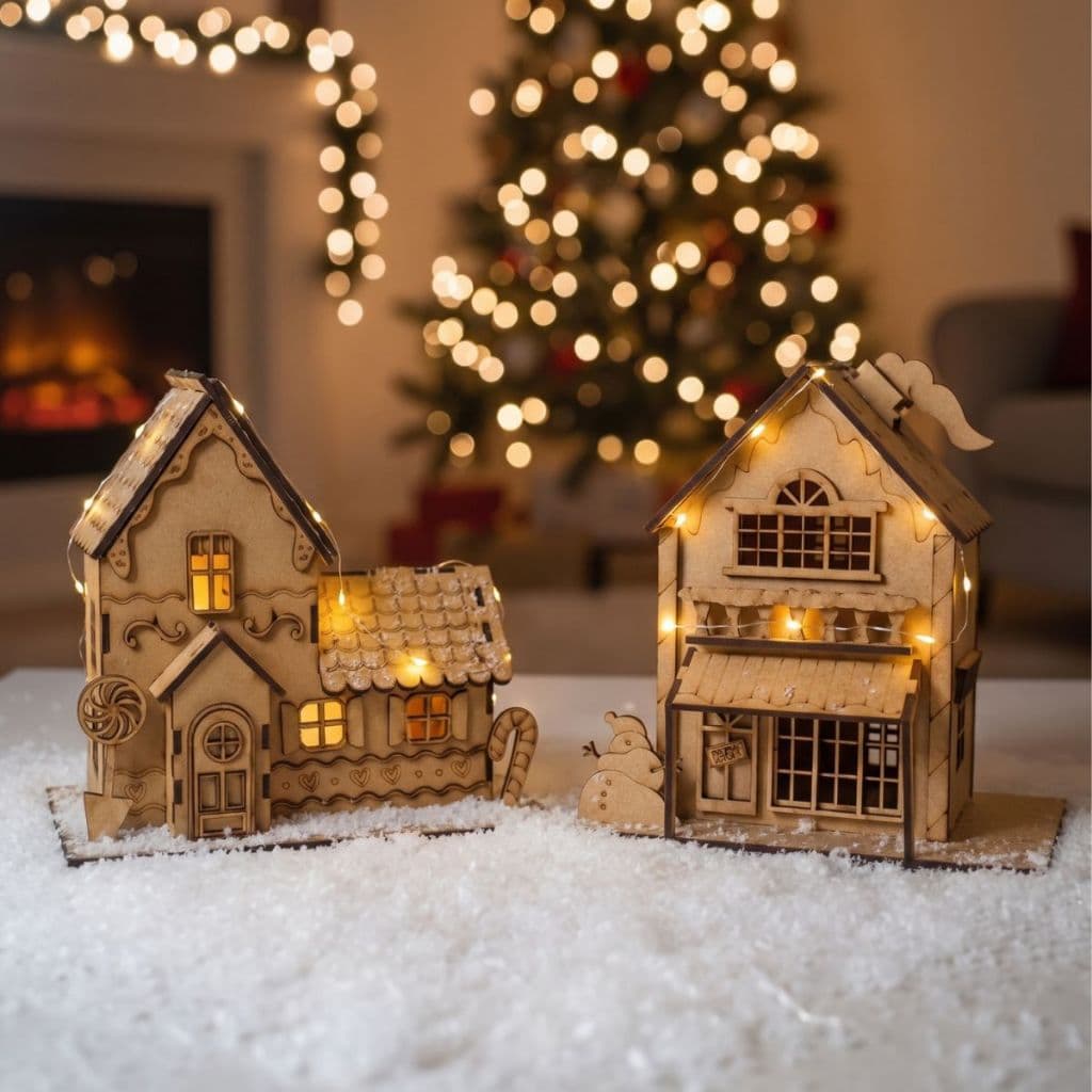Casinha Vila Natalina Decoração Cenário Natal Mdf para montar e pintar