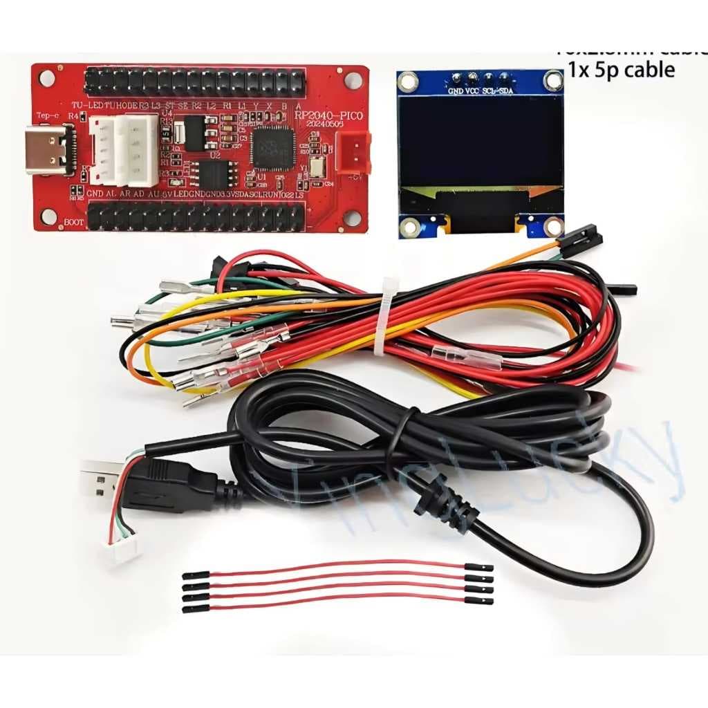 pi pico gp2040ce controle arcade com painel de comandos + cabos botões + cabo energia USB