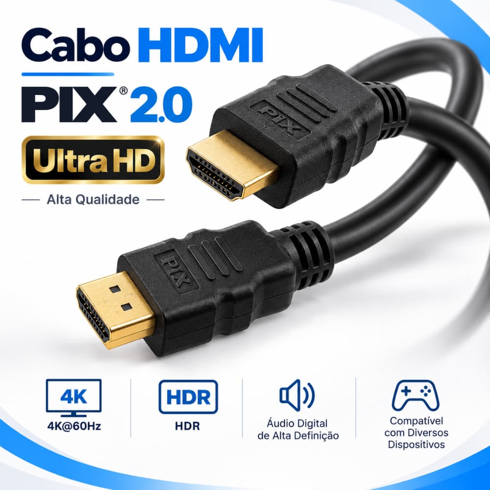 Cabo HDMI PIX 2.0 4k Ultra HD 2M / 3M / 5M / 10M