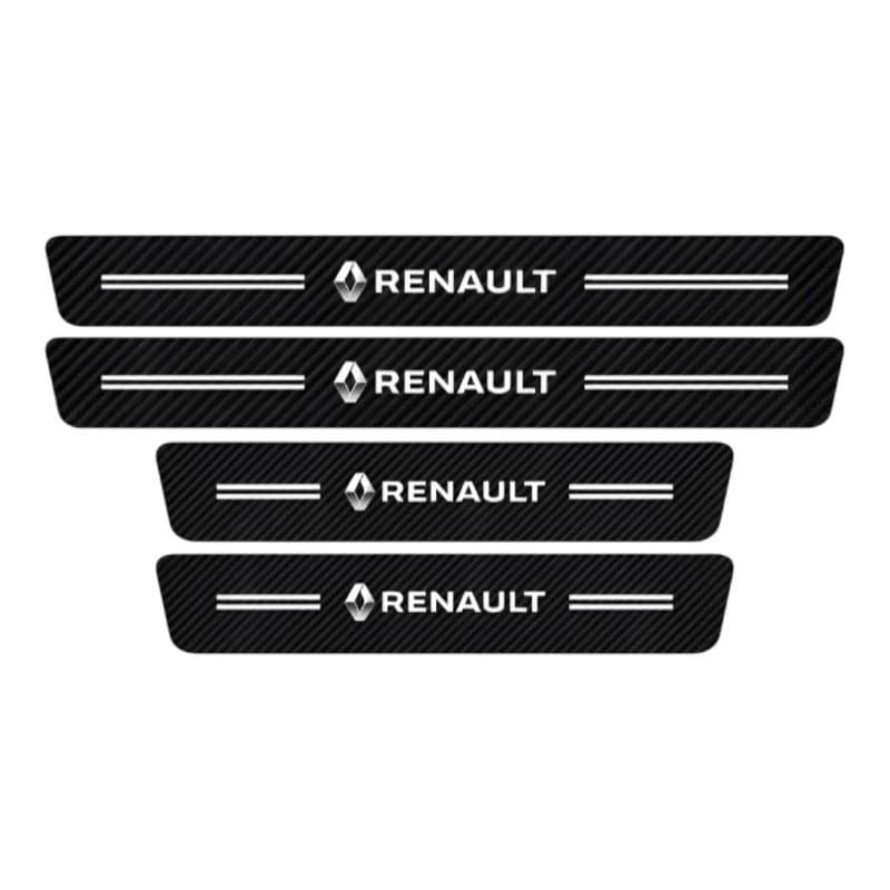 Kit Adesivo Soleira De Porta Carro Renault Fibra De Carbono