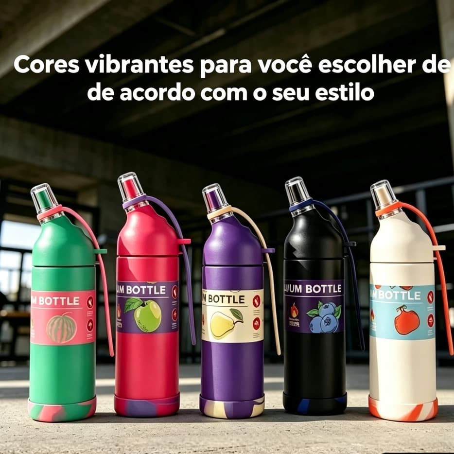 Garrafa Térmica Inox 710ml Isolamento Térmico Alça Portátil Grande Capacidade BPA Free Quente e Frio Com Canudo