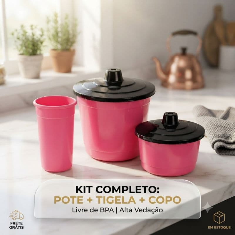 Kit Cozinha Pia 3 em 1 com Tampa Preta | Lixeira + Porta Detergente + Porta Esponja