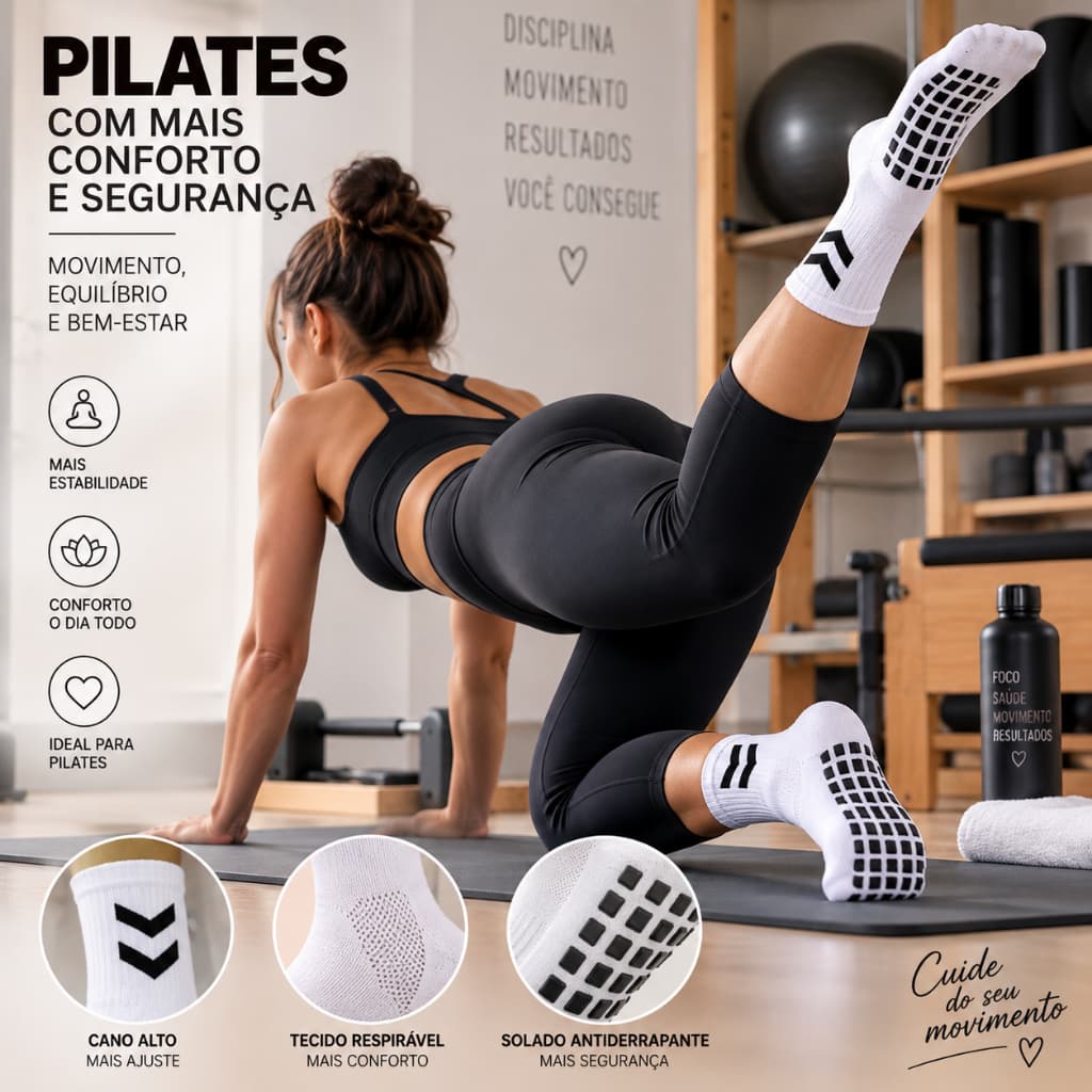 Meias Esportivas Antiderrapantes Kit 1 2 3 Cano alto