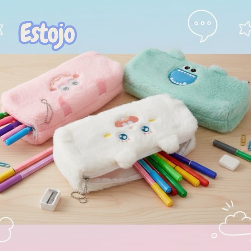 Estojo Necéssaire de Pelúcia Monstrinhos– Cores CAND |  Envio imediato Papelaria Fofa