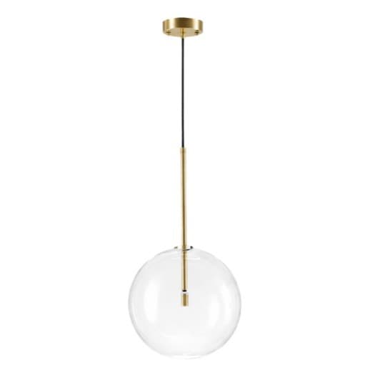 Lustre Pendente Globo de Vidro Cristal Transparente Jaboticaba Dourado Bivolt Ajustável G4 Moderno