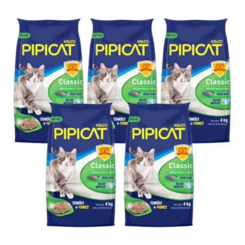 Kit Pipicat Areia Higienica Classic 5Un de 4KG