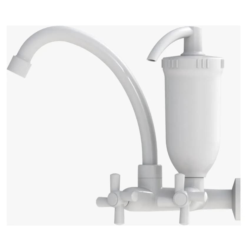Torneira Com Filtro Purificador Abs Branca Cozinha Parede Branco