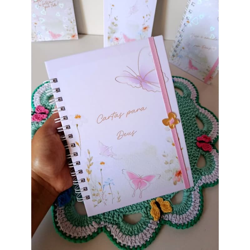 Caderno/tamanho A5/Cartas para Deus/Tamanho A5/borboletas/cactus