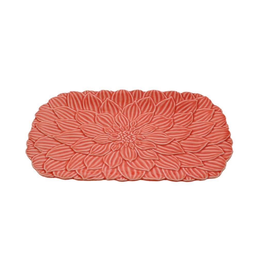 Travessa porcelana retangular Daisy Coral