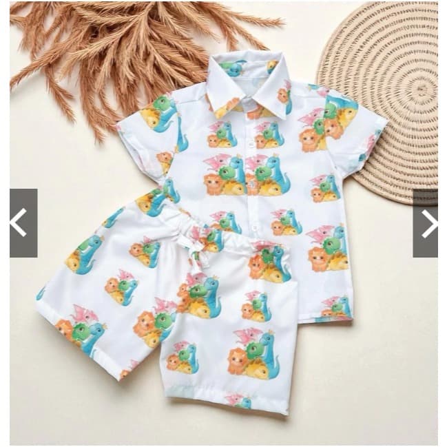 mauricinho menino aniversario short e camisa dinossauro dino baby bebe
