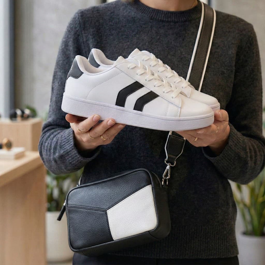 Tênis Feminino Casual Branco e Preto Confortável Para O Seu Estilo Diário