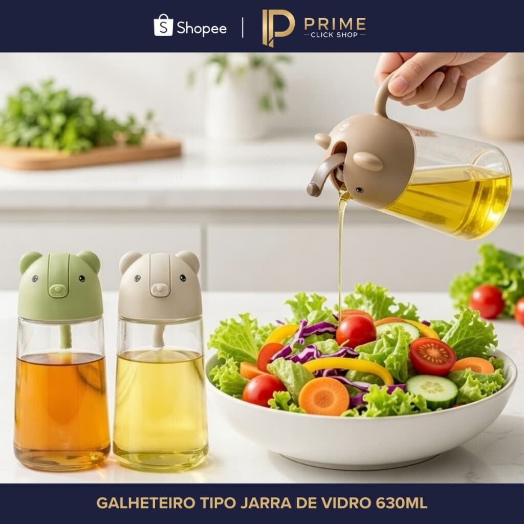 Galheteiro Tipo Jarra De Vidro 630ml Porta Azeite Óleo Vinagre Dosador Com Alça Cozinha Criativa 🍶