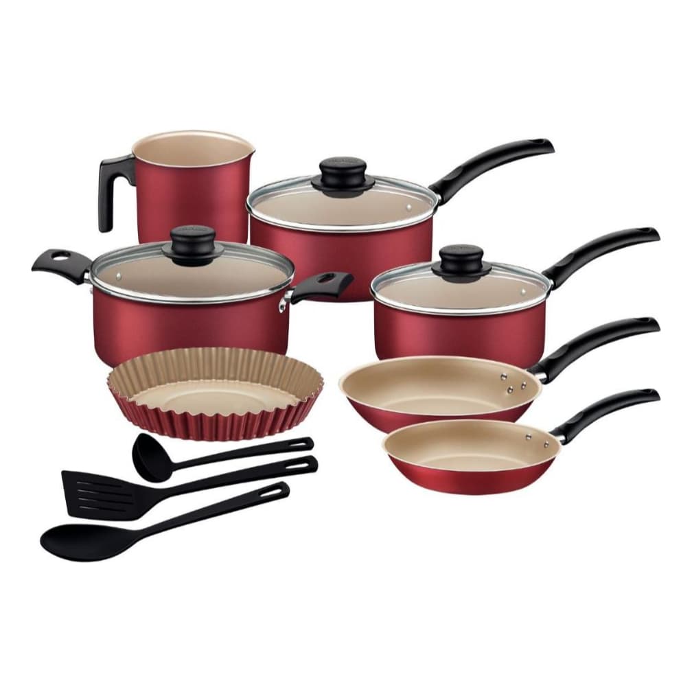 Jogo de Panelas Tramontina Turim Vermelho com Utensílios – 10 Peças