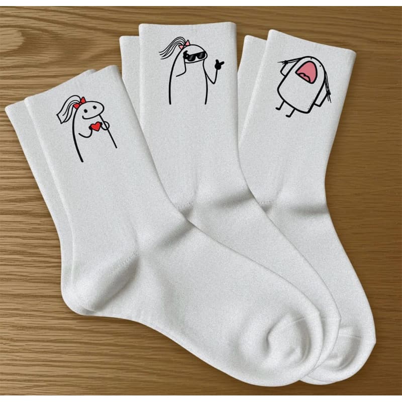 Kit 3 Pares Meias Flork Divertidas Algodão Premium Confortável Academia Feminina