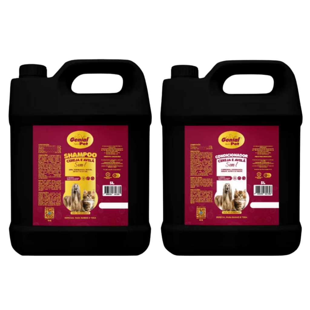 Shampoo + Condicionador 5 em 1 Cereja e Avelã Todas as Pelagens para Cachorro e Gato 5 Litros - Banho e Tosa