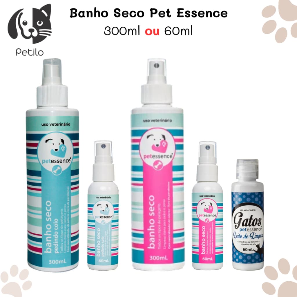 Banho Seco Pet PetEssence  - Fragrância a Escolher - 300ml ou 60ml - Cachorro/Gato