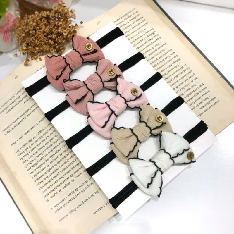 kit 5 faixinhas  para bebê com aplique dourado