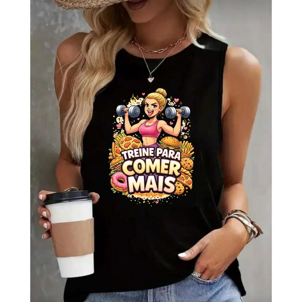 Regata camisa Feminina Sem Manga Gola Redonda Casual Modelo verão Academia Regata Confortável 100% algodão Malha Premium