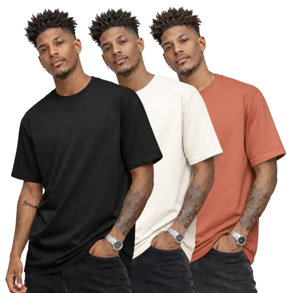 Kit 3 Camisetas Masculinas Básicas Algodão Versátil Gola Redonda